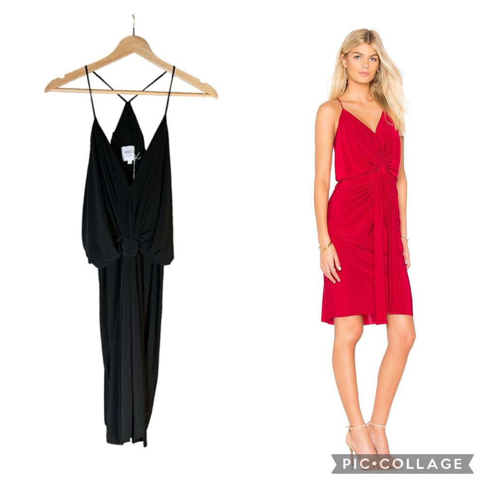 Revolve & Neiman Marcus- MISA LOS ANGELES DOMINO SPAGHETTI STRAP DRESS- Black